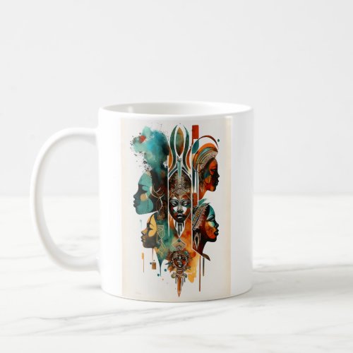 African Tribal Women Painting Contemporary Art Coffee Mug