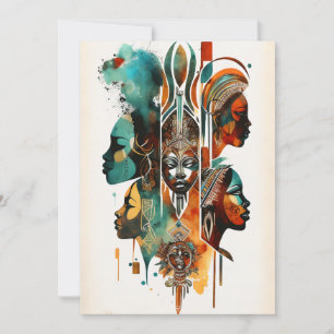 African Tribal Women Painting, Contemporary Art Holiday Card