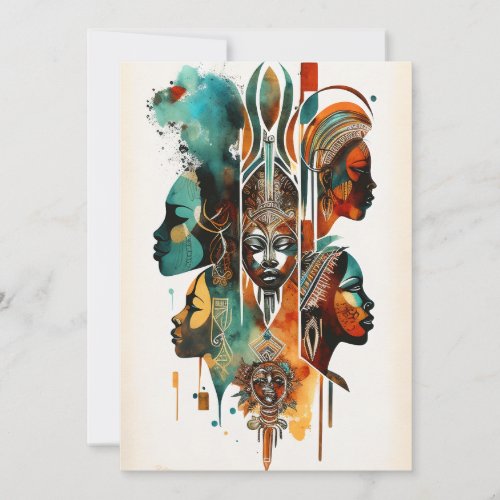 African Tribal Women Painting Contemporary Art Holiday Card