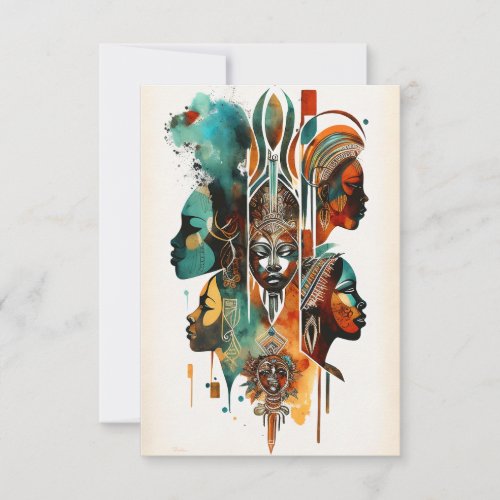 African Tribal Women Painting Contemporary Art Thank You Card
