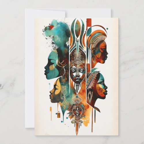 African Tribal Women Painting Contemporary Art Thank You Card