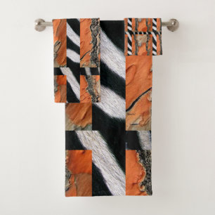 African Tribal Zebra Print Bath Towel Set