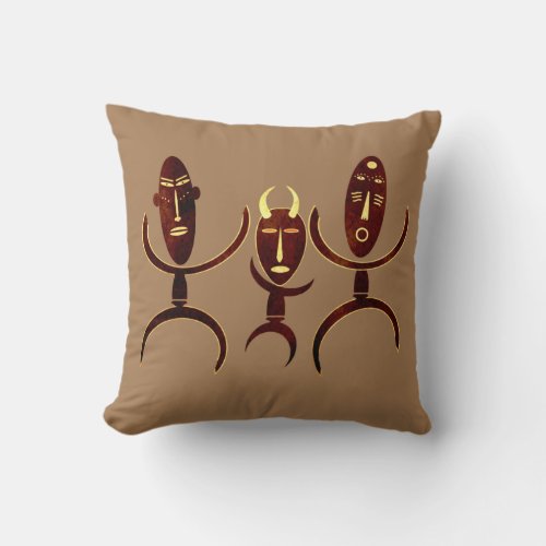 African tribe dance scene rock carving throw pillow