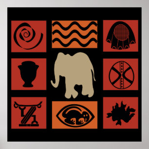 african tribe elephant pattern poster