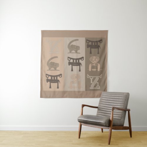 african tribe figure symbol designs tapestry
