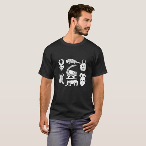 African tribe masks and animals T_Shirt