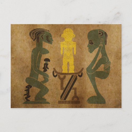 african tribe warrior rock carving postcard