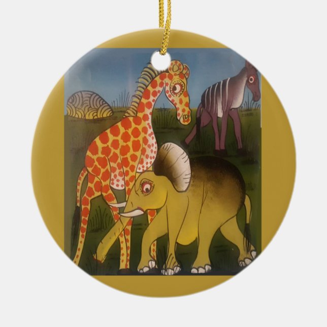 African Trio Art Print Ceramic Ornament (Front)