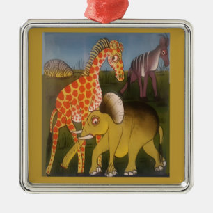 African Trio Art Print Metal Ornament