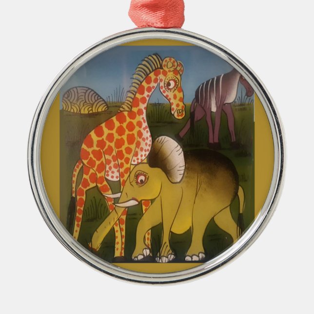 African Trio Art Print Metal Ornament (Front)