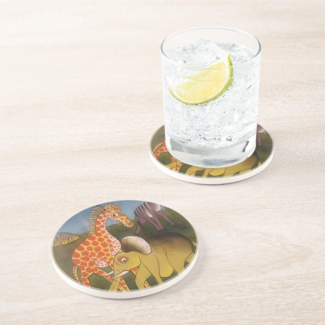 African Trio Art Print Sandstone Coaster (Side)