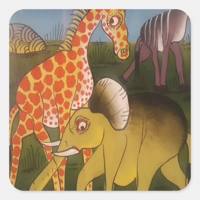 African Trio Art Print Square Sticker (Front)