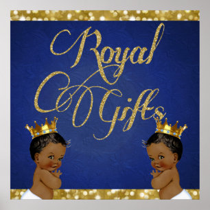 African Twin BOYS  Gold Glitter Royal Gifts Sign