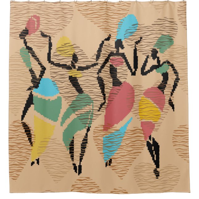 African valentines dance, african ladies pattern shower curtain (Front)