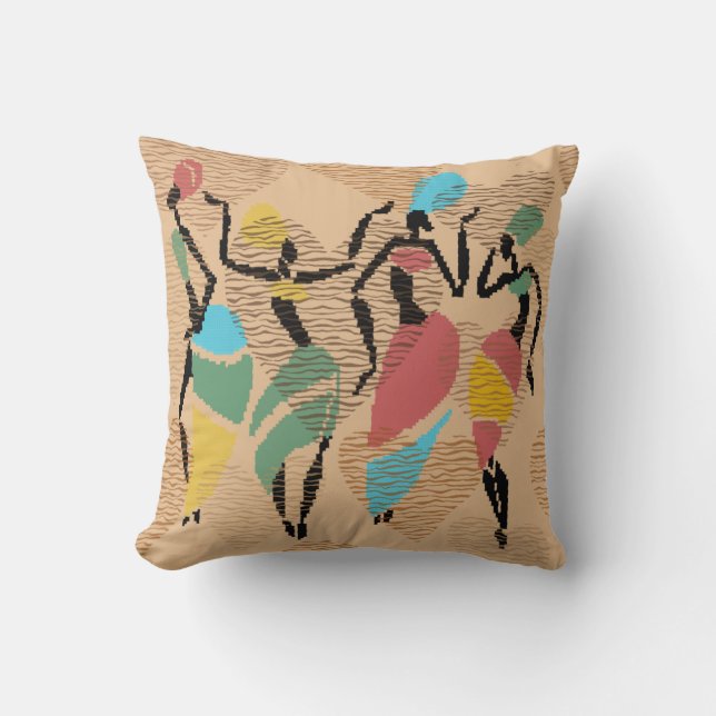 African valentines dance, african ladies pattern throw pillow (Front)
