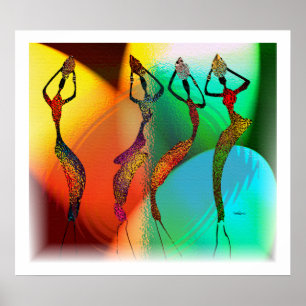 African Vase Confetti Celebration Poster