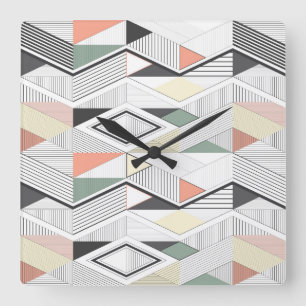 African vector striped chevron square wall clock