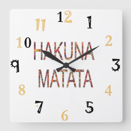 African Vintage Colors Hakuna Matata gift large Square Wall Clock