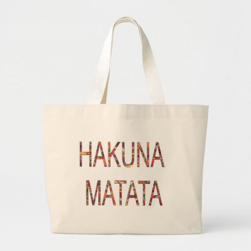 African Vintage Faddy Colors Hakuna Matata Large Tote Bag