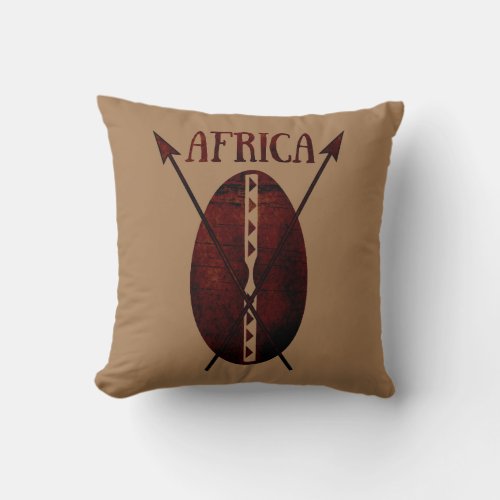 african vintage shield spear afro art throw pillow