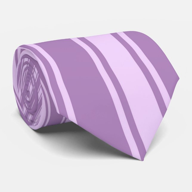 African violet Color Stripe Funky Pattern Tie (Rolled)