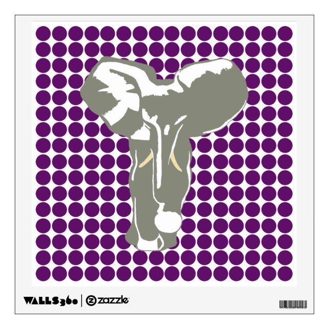 African Violet Dot with Pop Art Elephant Wall Decal (Front)