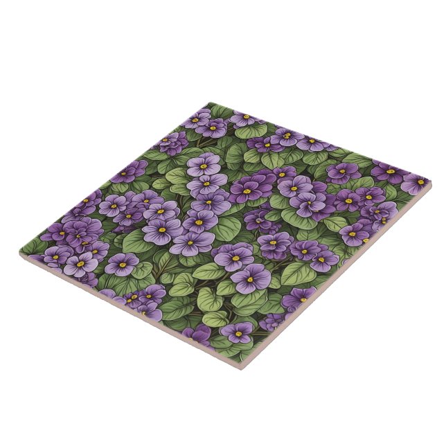 African Violet flowers pattern Ceramic Tile (Side)