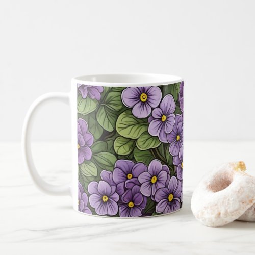 African Violet flowers pattern Coffee Mug