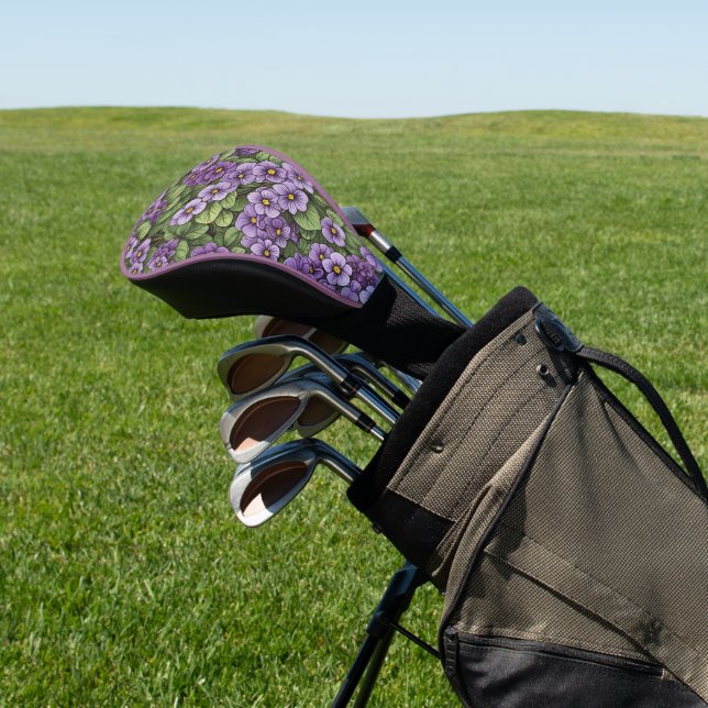 African Violet flowers pattern Golf Head Cover (In Situ)