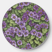 African Violet flowers pattern Wireless Charger (Front)