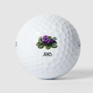 African Violet House Plant Monogram Art Golf Balls