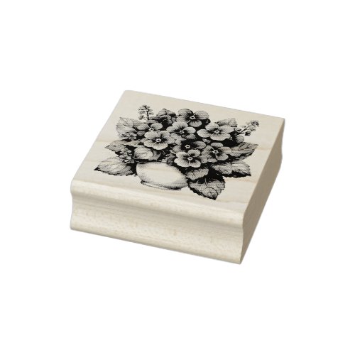 African Violet House Plant  Rubber Stamp