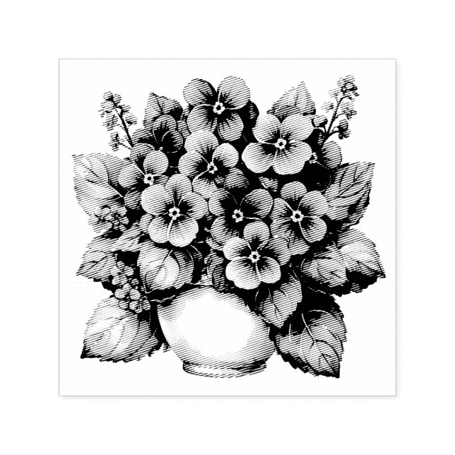 African Violet House Plant  Self-inking Stamp (Design)