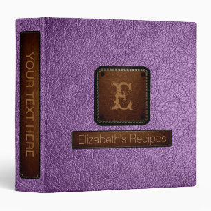 African violet Leather Elegant Monogram 3 Ring Binder