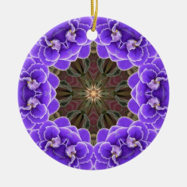 African Violet Ornamant Ceramic Ornament (Front)