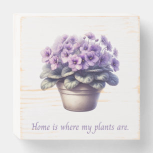 African Violet Plant Wood Sign