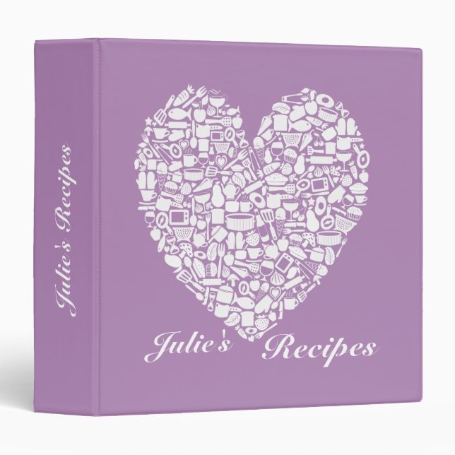 African Violet Purple Bridal Shower Recipe Binder (Front/Spine)
