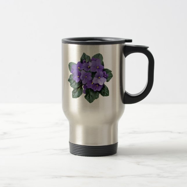African Violet Purple Garden Flower Travel Mug (Right)