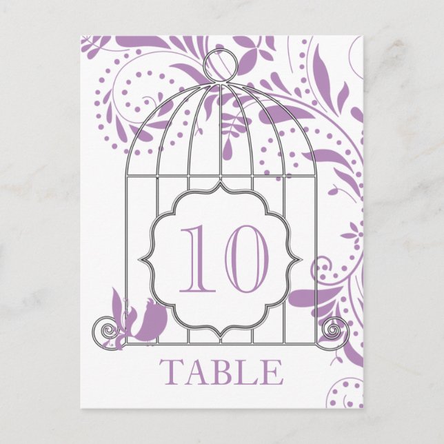 African Violet Purple Wedding Table Numbers (Front)