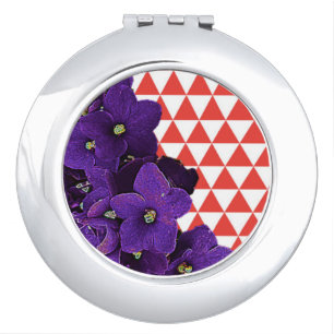 African Violet Red Pyramid Compact Mirror
