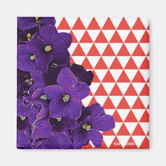 African Violet Red Pyramid Magnet (Front)