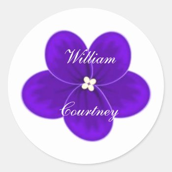 African Violet Round Sticker by CDEANDESIGNS at Zazzle