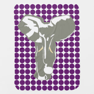 African Violet Safari Dot with Pop Art Elephant Swaddle Blanket