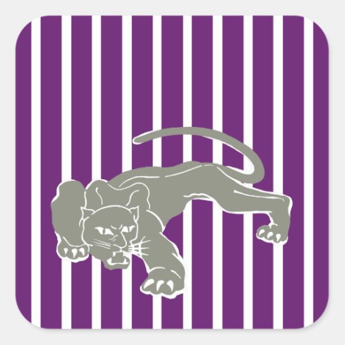 African Violet Safari Stripe with Leopard Square Sticker