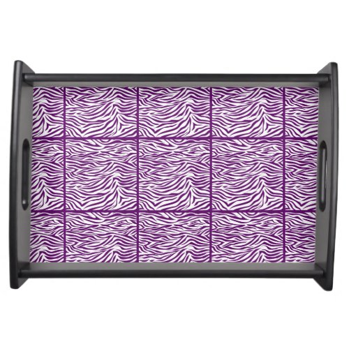 African Violet Safari Zebra Tiled Serving Tray