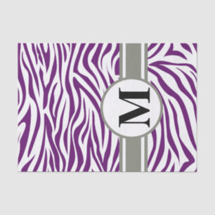 African Violet Safari Zebra with monogram Tissue Paper