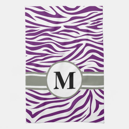 African Violet Safari Zebra with monogram Towel