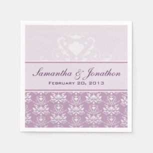 African Violet & Silver Damask Wedding Napkins