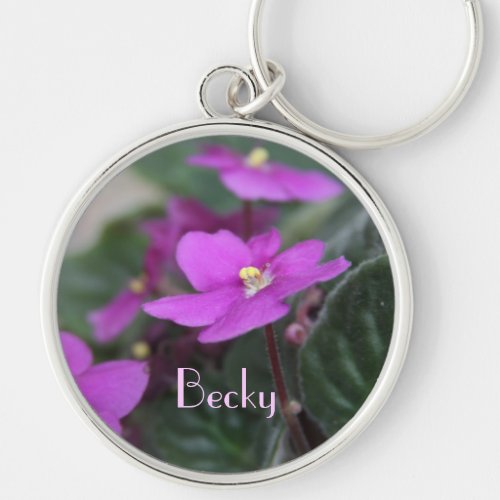 African Violets Personalized Keychain