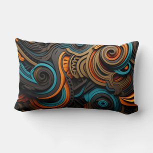 African Vortex: Harmony of Ethnic Spirals Lumbar Pillow